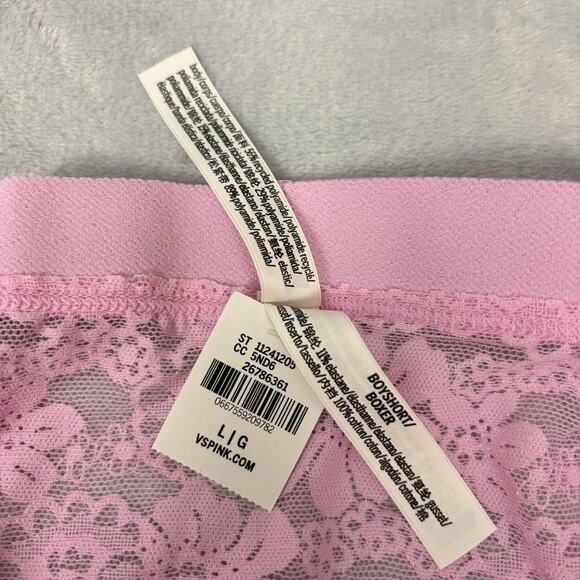 Victoria's Secret PINK BoyShort Boxer Lace Rhinestone Light Pink size Large - Picture 6 of 7